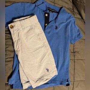 US POLO SET. PIN STIPE SHORTS